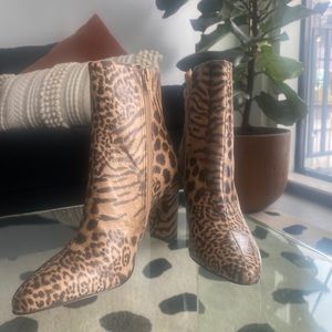 Cheetah print booties
